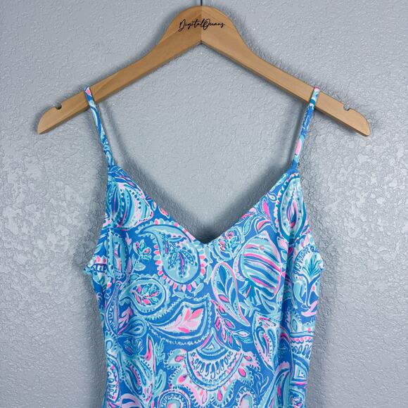 Lilly Pulitzer Maretta Bias Midi Dress, Zanzibar Blue Fish Kiss M - EUC, Resort - Picture 5 of 10